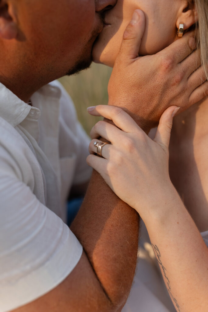 Vintage ring shot during an engagement session at Wildcat Bluff Recreation Area in Vinton, IA.